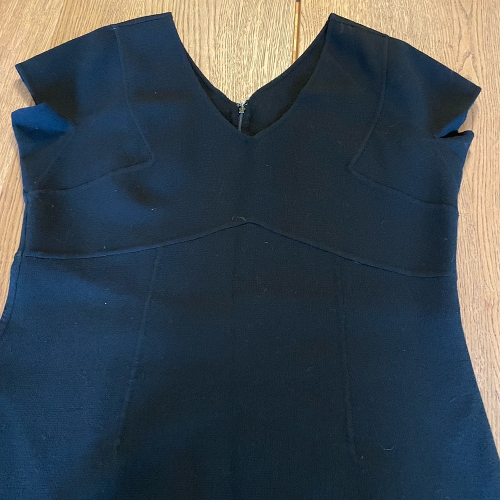 Black wool boucle little black dress Anne Kline size 14 classic